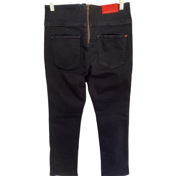 SPANX Signature Waist Slim Boot Cut Jeans Black Back Zipper, sz 28"x33" New - Picture 2 of 8